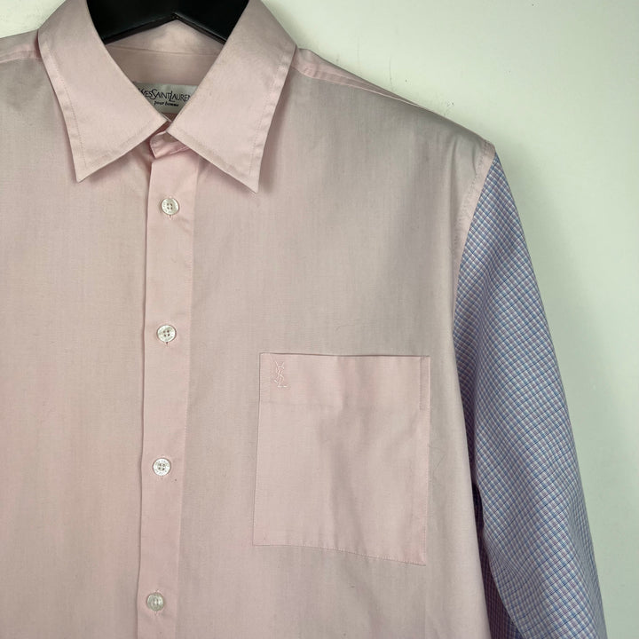 RE/WORK YSL Pink with contrast check Sleeve Cotton Shirt - L [No.8]