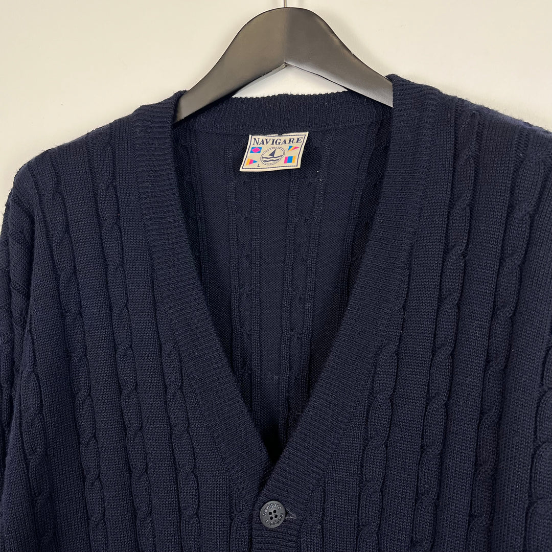 Navigare navy cable knit cardigan - L