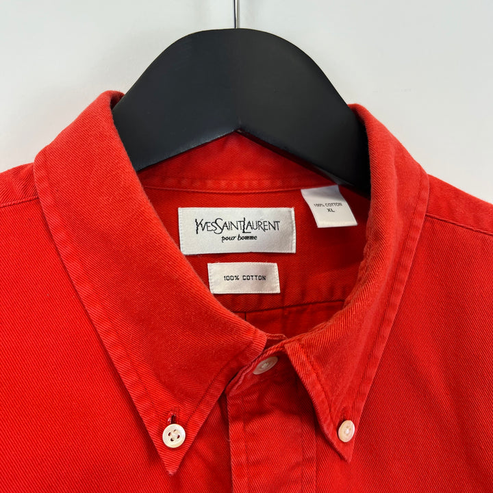 YSL red twill cotton long sleeve shirt - XL