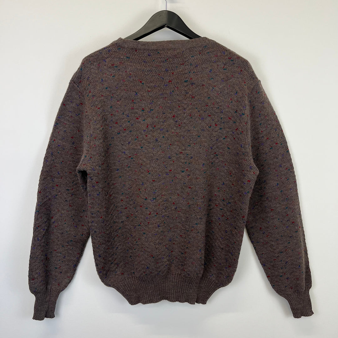 Brown multicolour pure merino wool jumper