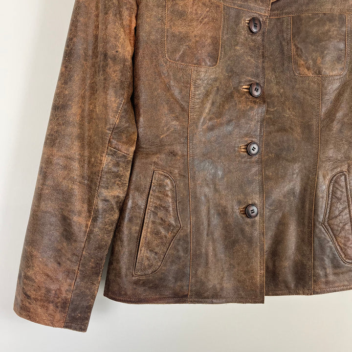 Montgomery brown leather jacket - L