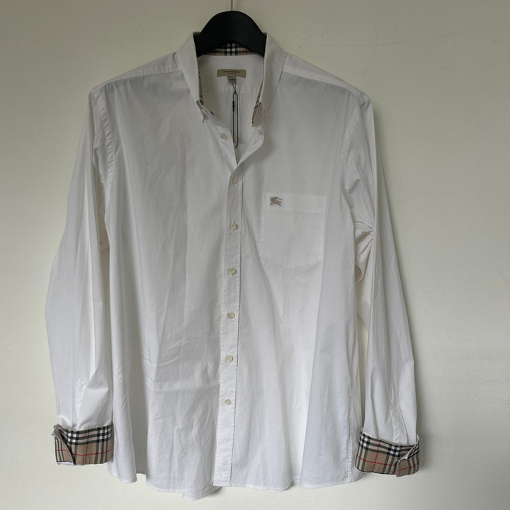 Burberry London White Oversized Shirt with Nova check - XL