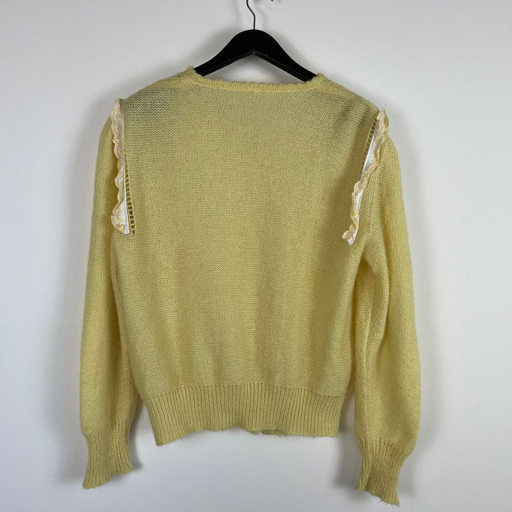 Lemon mohair knit scallop edge cardigan - L