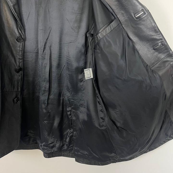 Vera Pelle black leather button jacket - XL