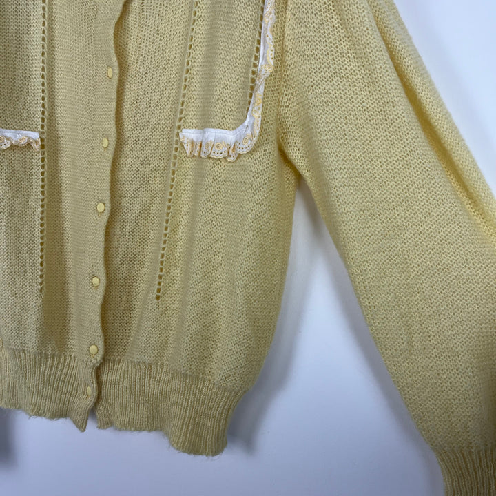 Lemon mohair knit scallop edge cardigan - L