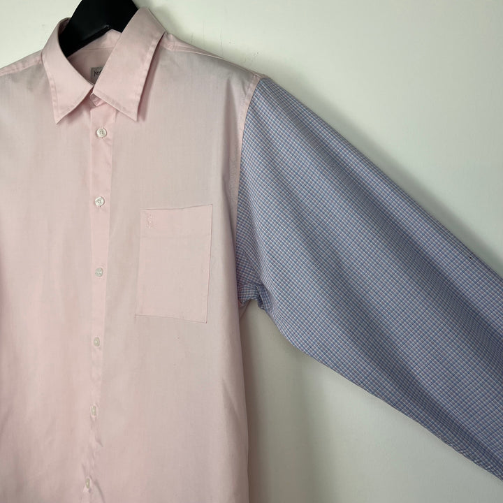 RE/WORK YSL Pink with contrast check Sleeve Cotton Shirt - L [No.8]