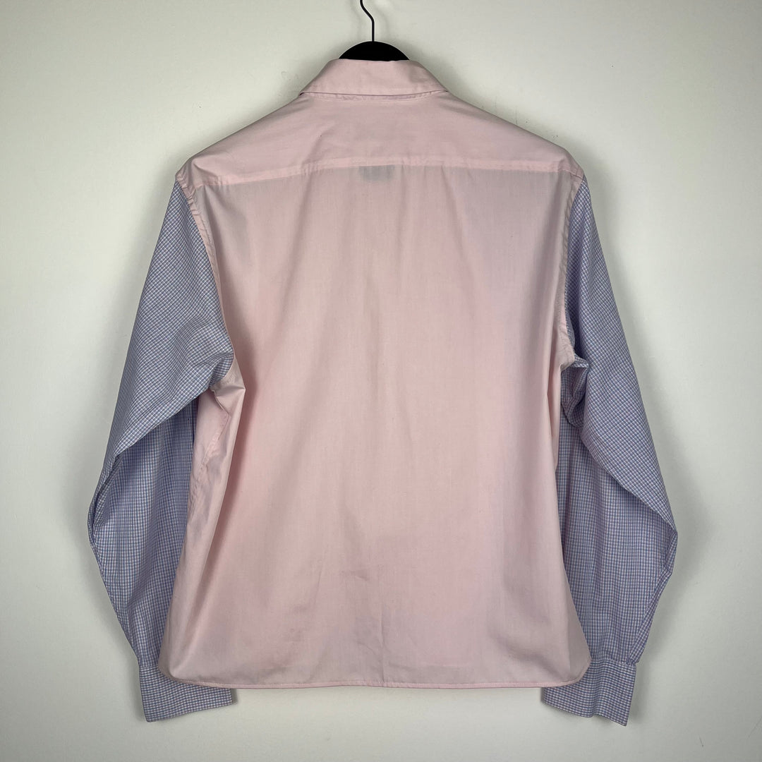 RE/WORK YSL Pink with contrast check Sleeve Cotton Shirt - L [No.8]