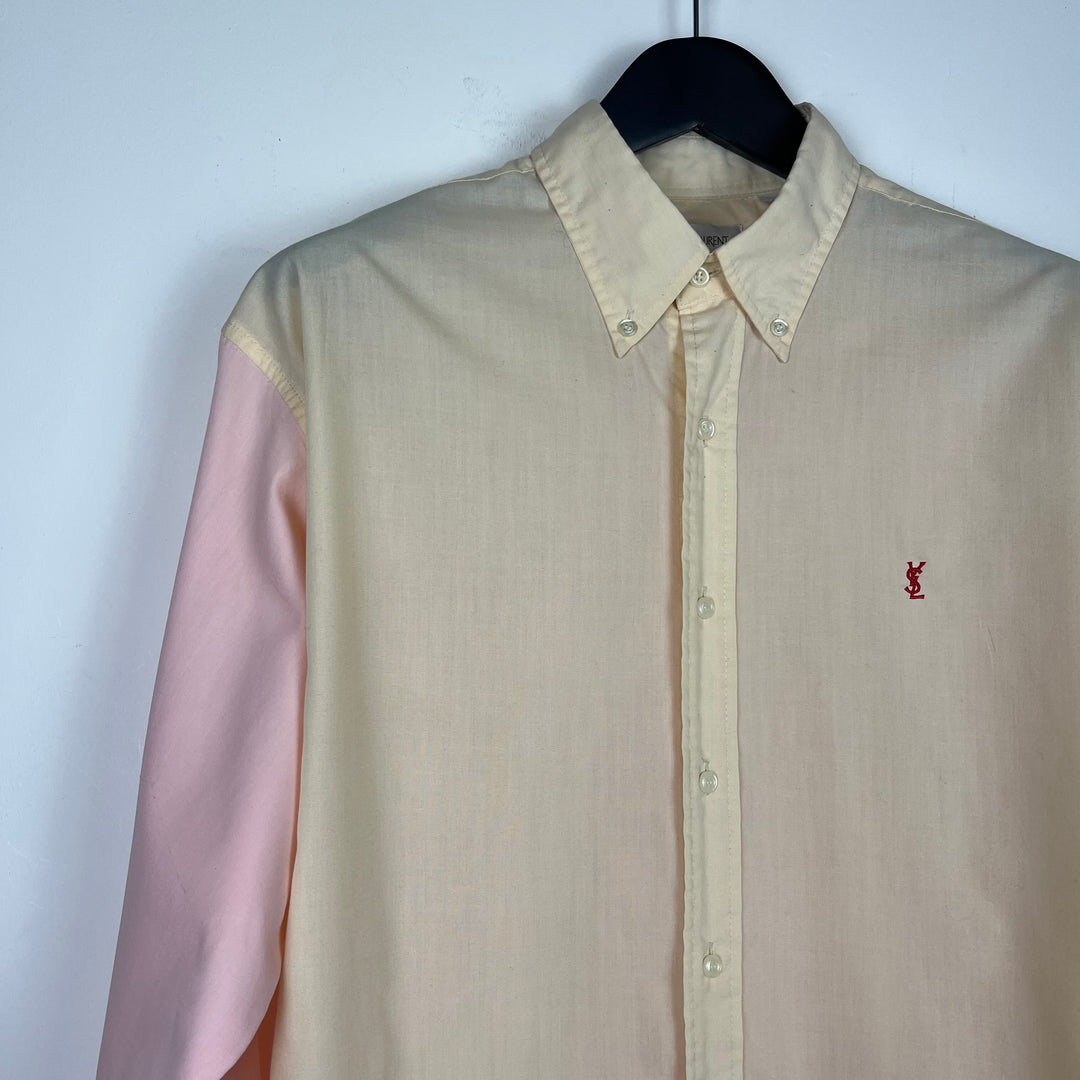 RE/WORK YSL cream and pink contrast Cotton Shirt - XL [No.9]