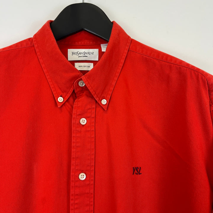 YSL red twill cotton long sleeve shirt - XL