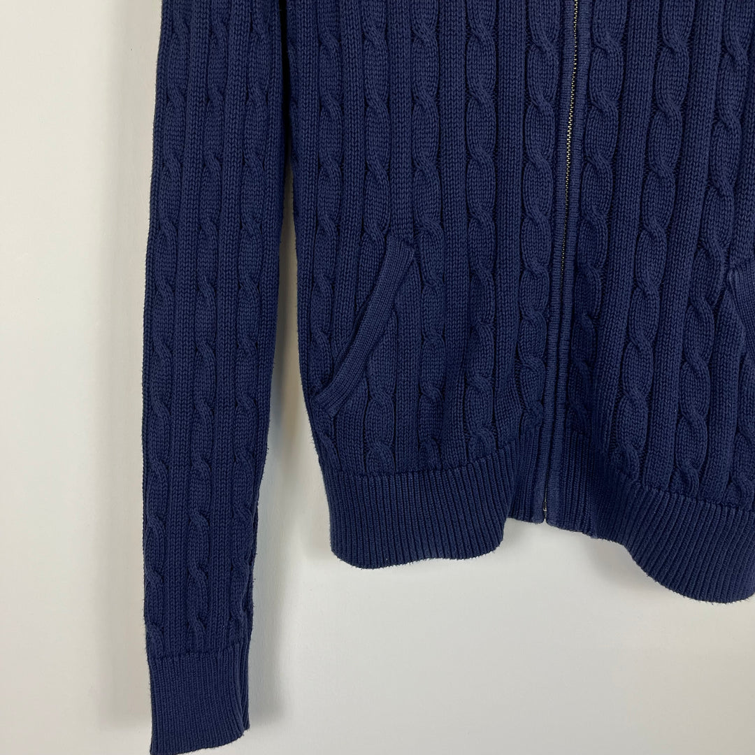 Ralph Lauren Sport navy cable knit turtle neck jumper - L