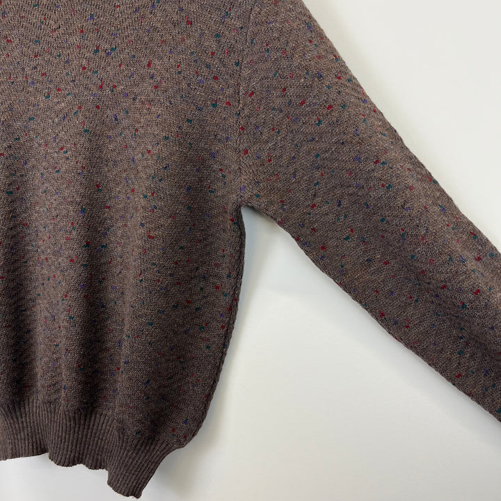 Brown multicolour pure merino wool jumper