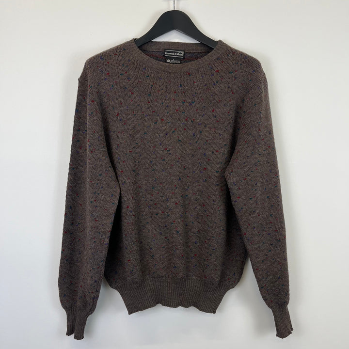 Brown multicolour pure merino wool jumper