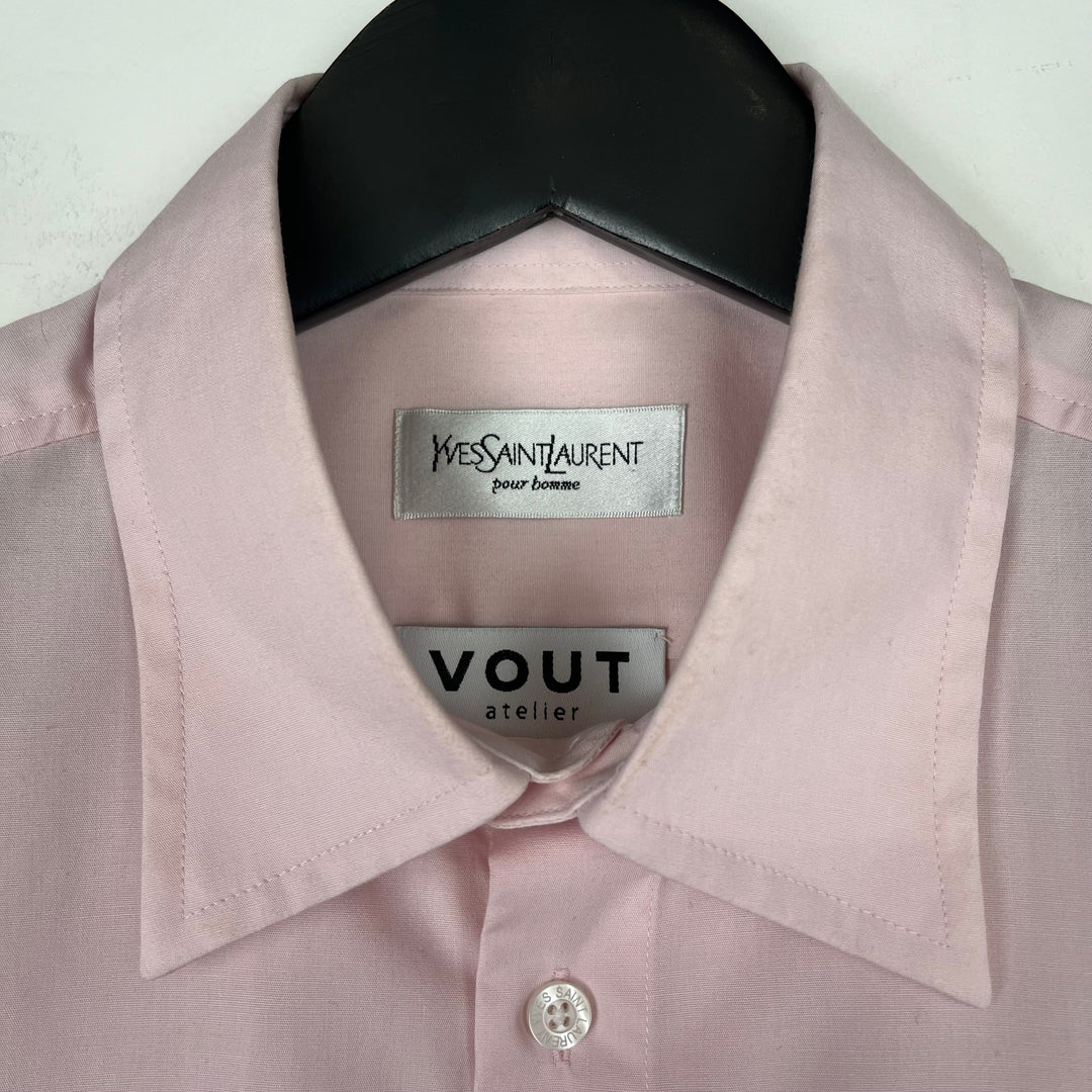 RE/WORK YSL Pink with contrast check Sleeve Cotton Shirt - L [No.8]