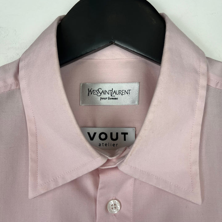 RE/WORK YSL Pink with contrast check Sleeve Cotton Shirt - L [No.8]