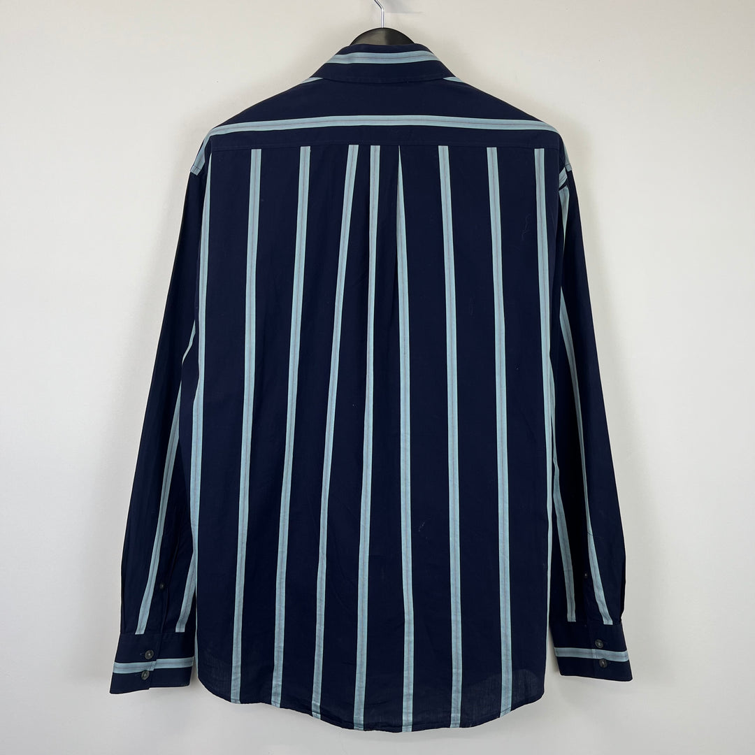 YSL Navy Striped Cotton Shirt - L