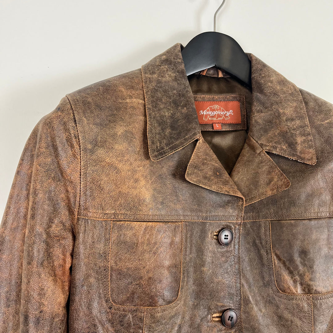 Montgomery brown leather jacket - L