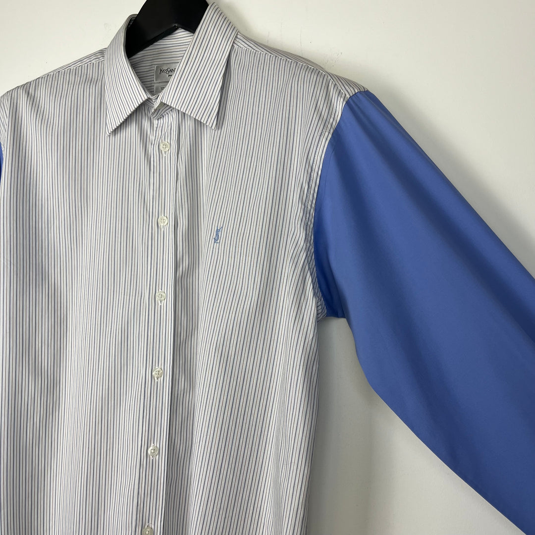 RE/WORK YSL Blue Block Sleeve Stripe Cotton Shirt - L [No.6]