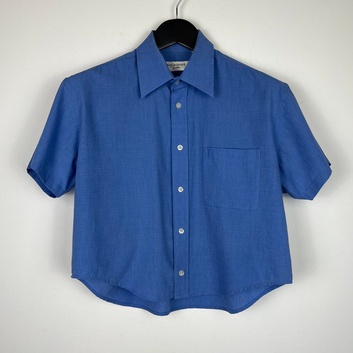 RE/WORK YSL Blue Boxy Cropped Short Sleeve Cotton Shirt - M [No.10]