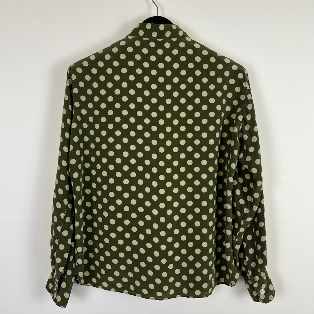 Aspesi basic khaki and cream polka dot Silk blouse - S