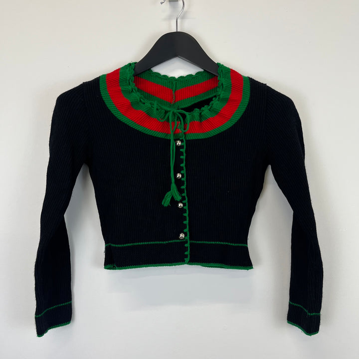 Black cropped Austrian knit cardigan - S