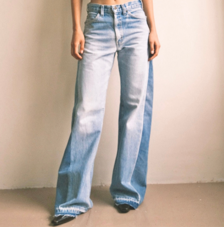 “Wide Leg” Atelier Pale Wash Denim Jeans