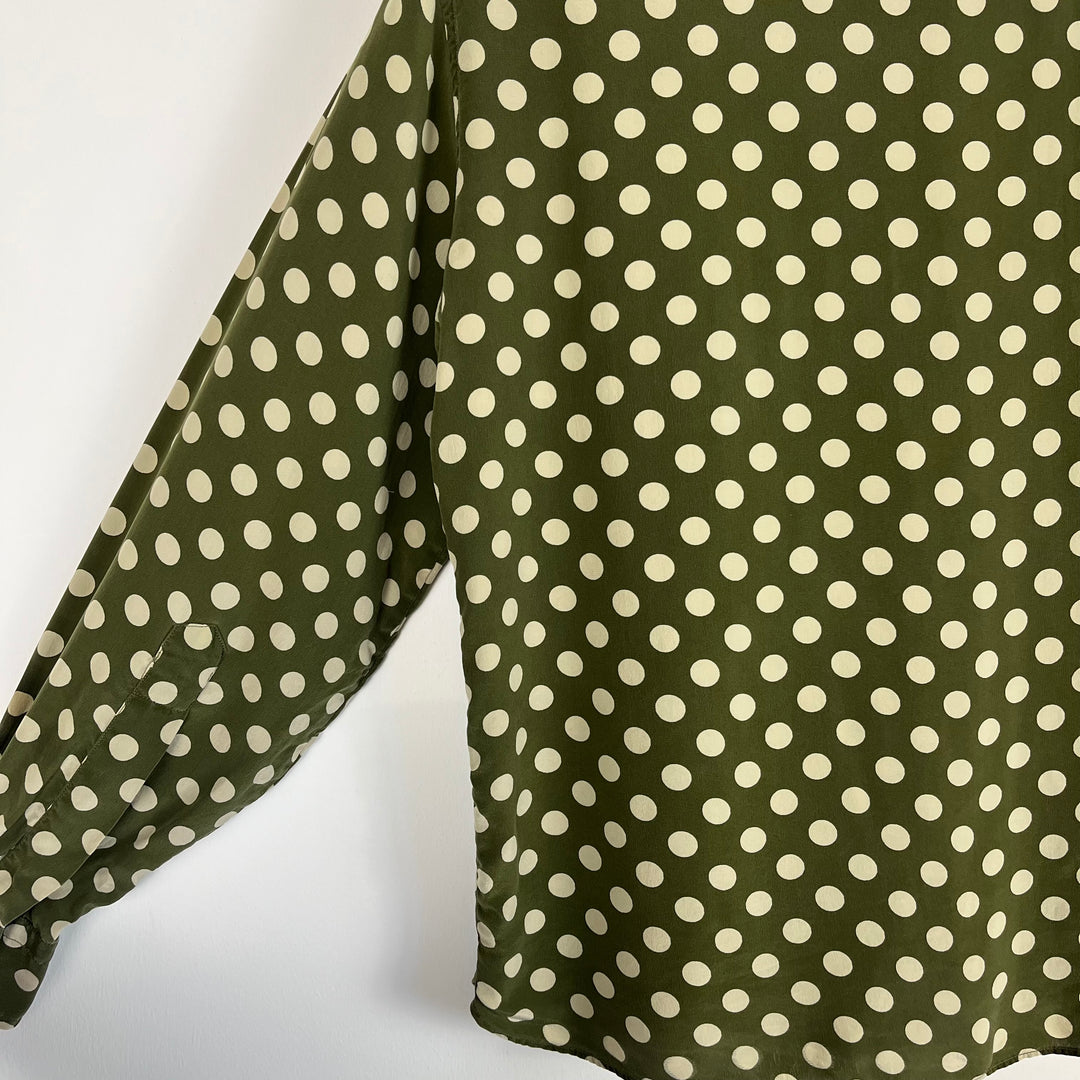 Aspesi basic khaki and cream polka dot Silk blouse - S