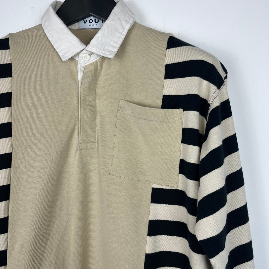 RE/WORK Cotton Beige/Navy Stripe Rugby Shirt - M [No.1]