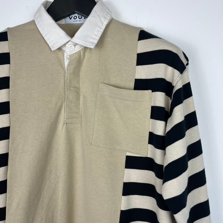 RE/WORK Cotton Beige/Navy Stripe Rugby Shirt - M [No.1]