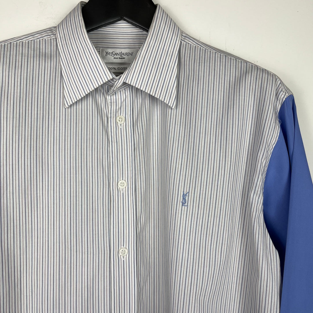 RE/WORK YSL Blue Block Sleeve Stripe Cotton Shirt - L [No.6]