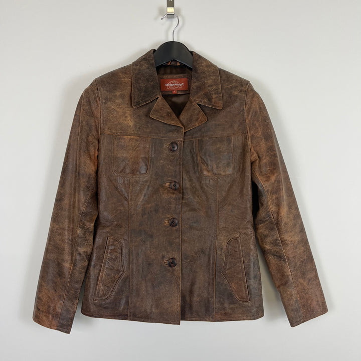 Montgomery brown leather jacket - L