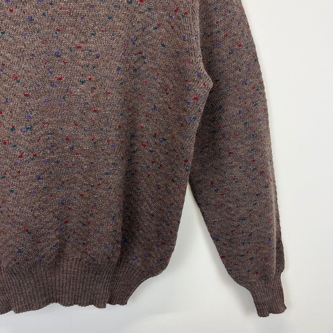 Brown multicolour pure merino wool jumper