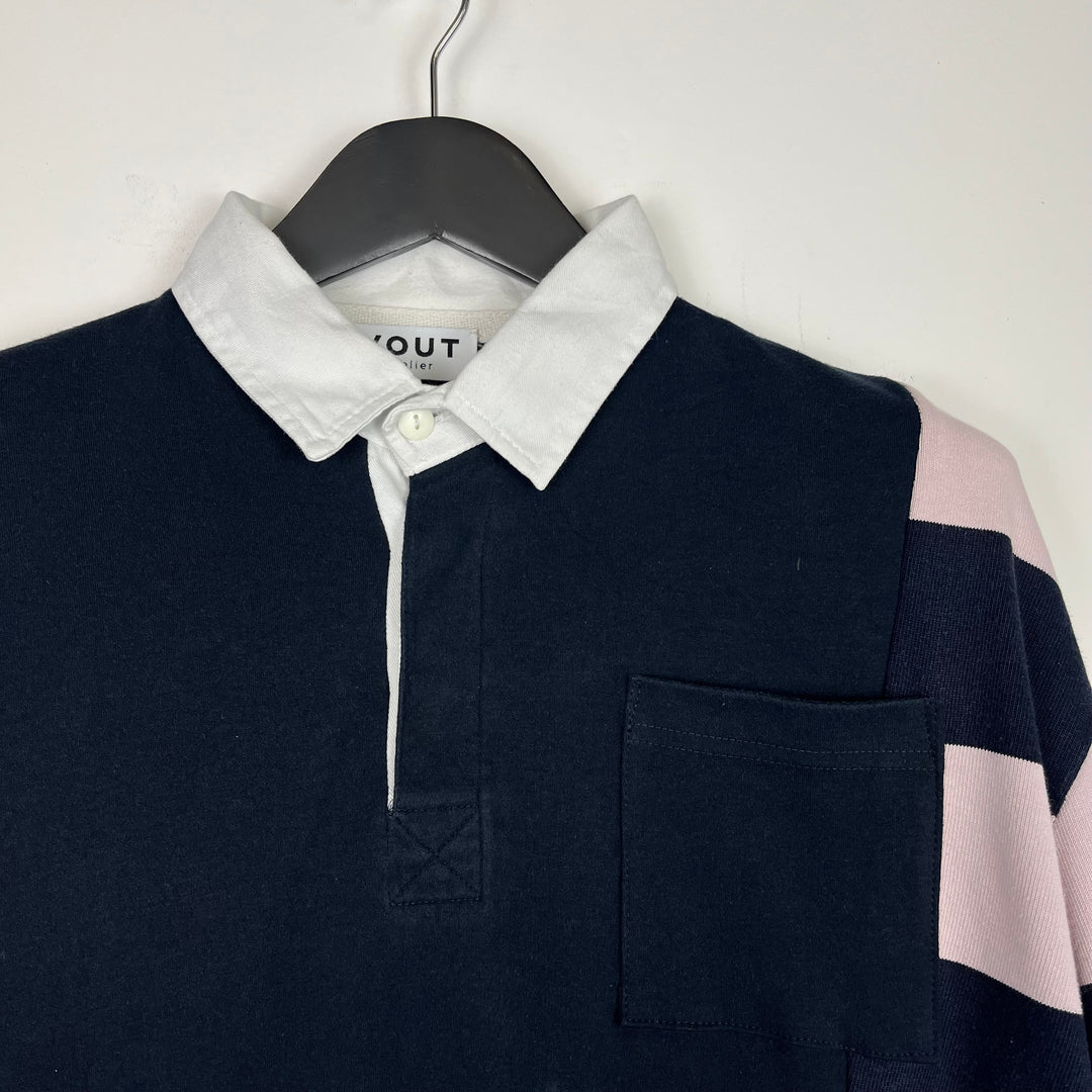 RE/WORK Cotton Pink Navy Rugby Shirt - M [No.2]