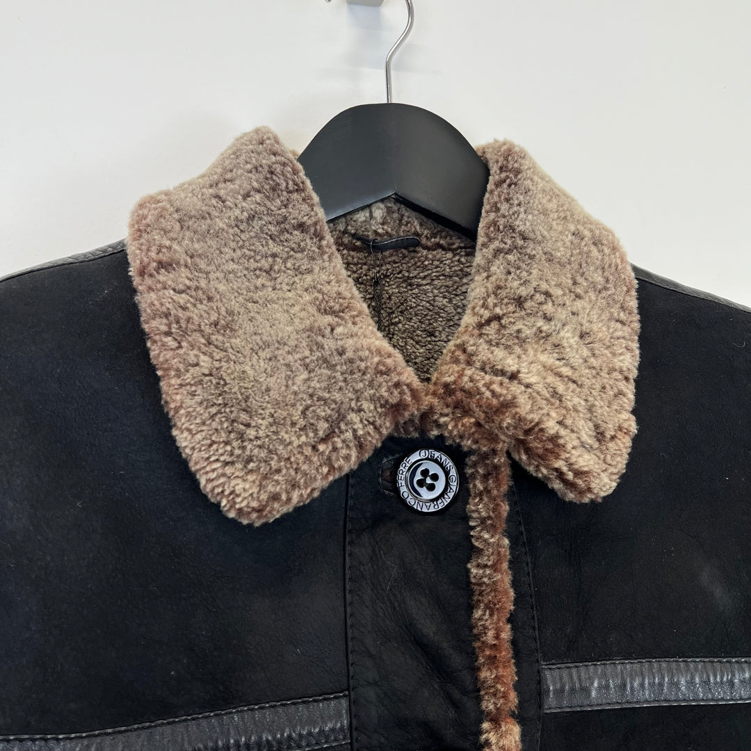 Gianfranco Ferre black and brown shearling jacket - S