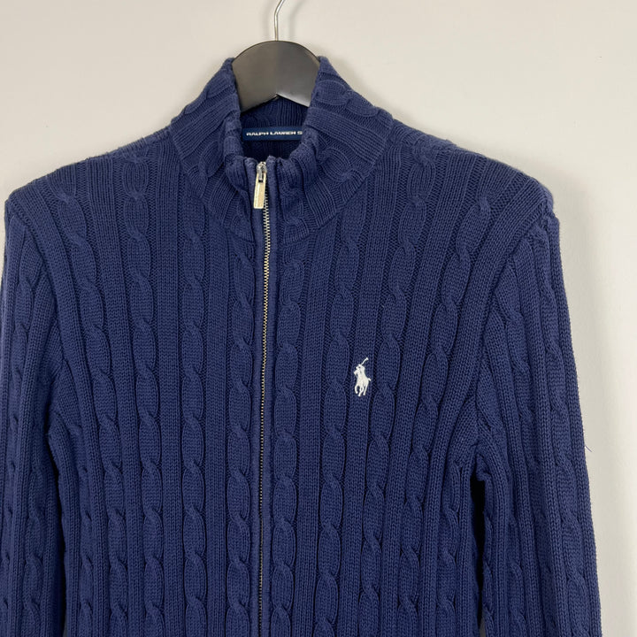 Ralph Lauren Sport navy cable knit turtle neck jumper - L