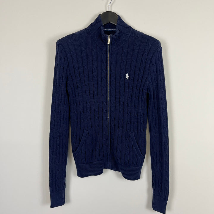 Ralph Lauren Sport navy cable knit turtle neck jumper - L