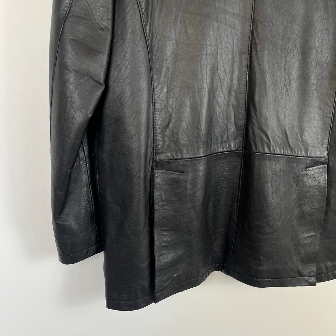 Vera Pelle black leather button jacket - XL