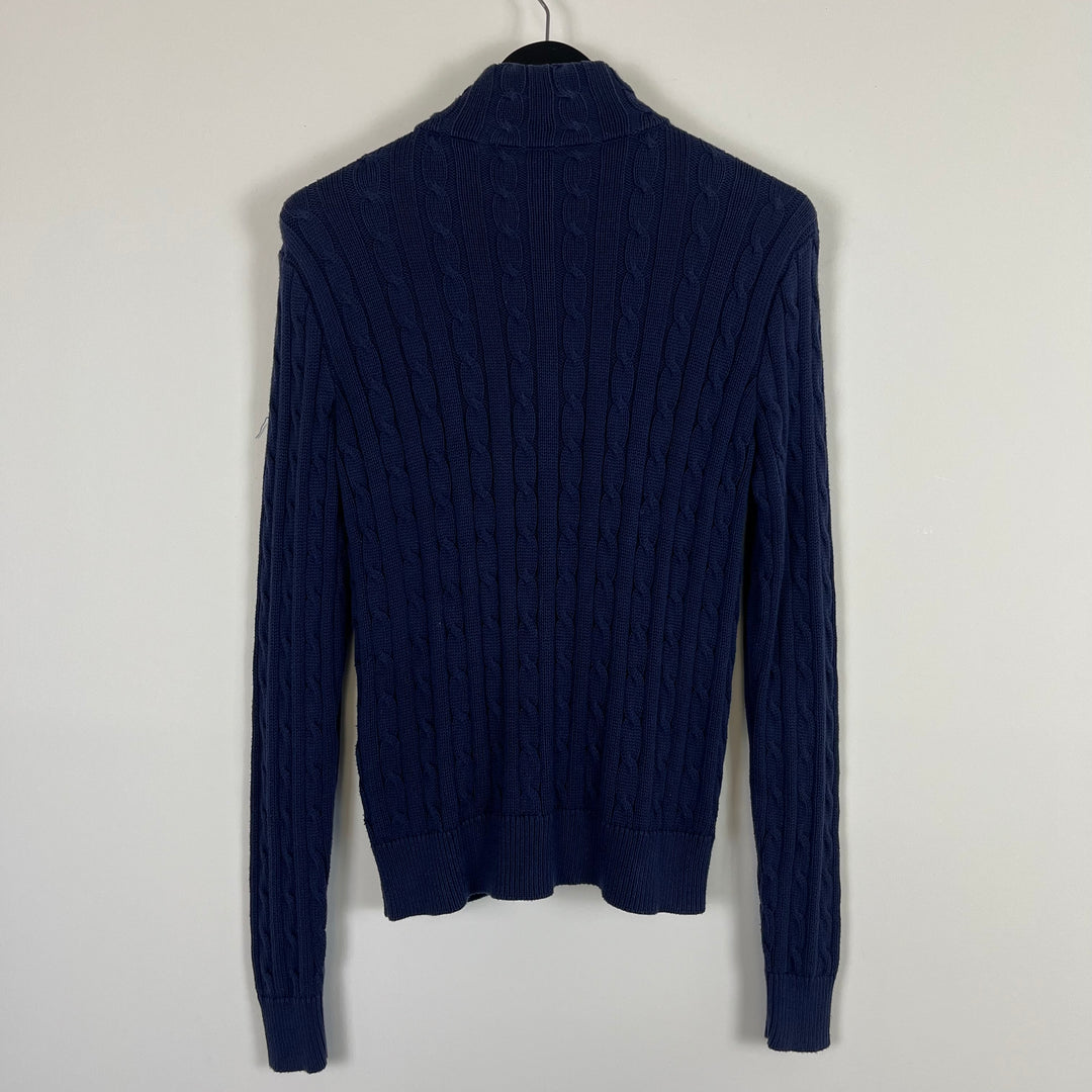 Ralph Lauren Sport navy cable knit turtle neck jumper - L