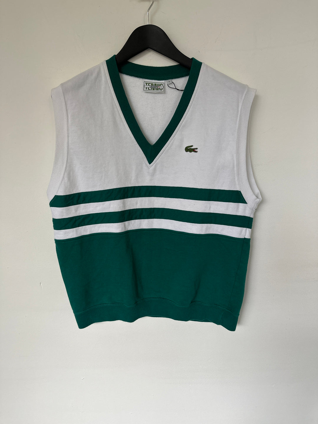 Lacoste jersey green white stripe tennis vest - XL