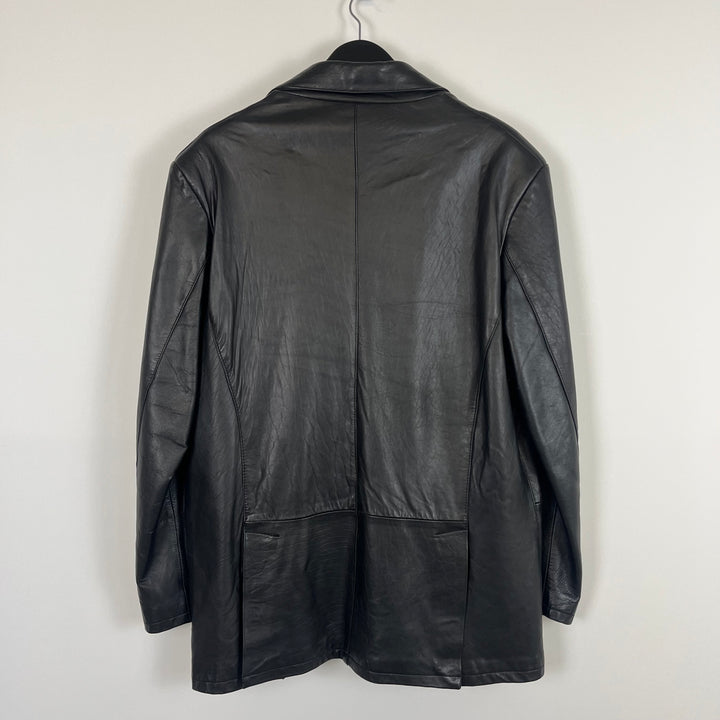 Vera Pelle black leather button jacket - XL