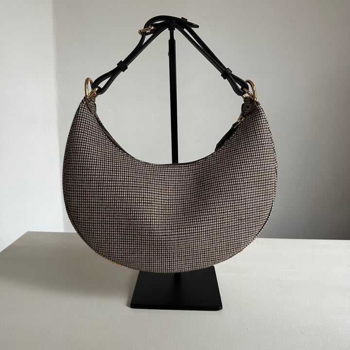 Fendi Fendigraphy Houndstooth & Leather Hobo bag - Small