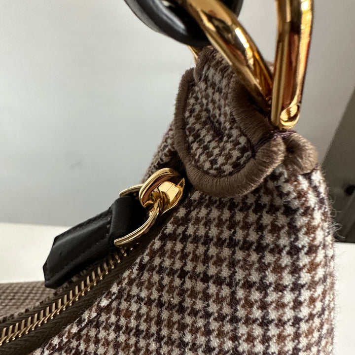 Fendi Fendigraphy Houndstooth & Leather Hobo bag - Small