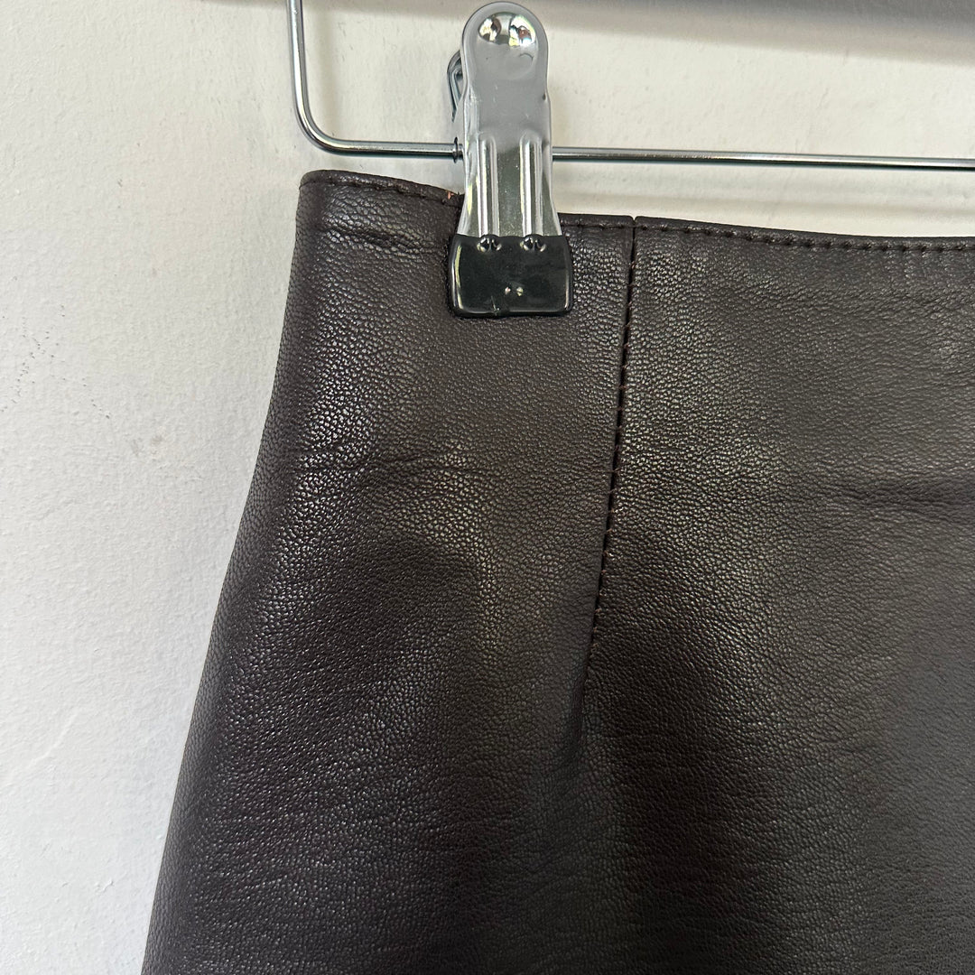 Brown Real Leather Mini Skirt - UK6/8