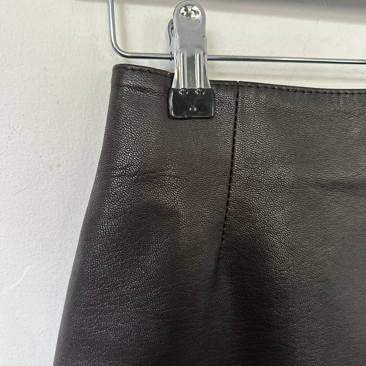 Brown Real Leather Mini Skirt - UK6/8