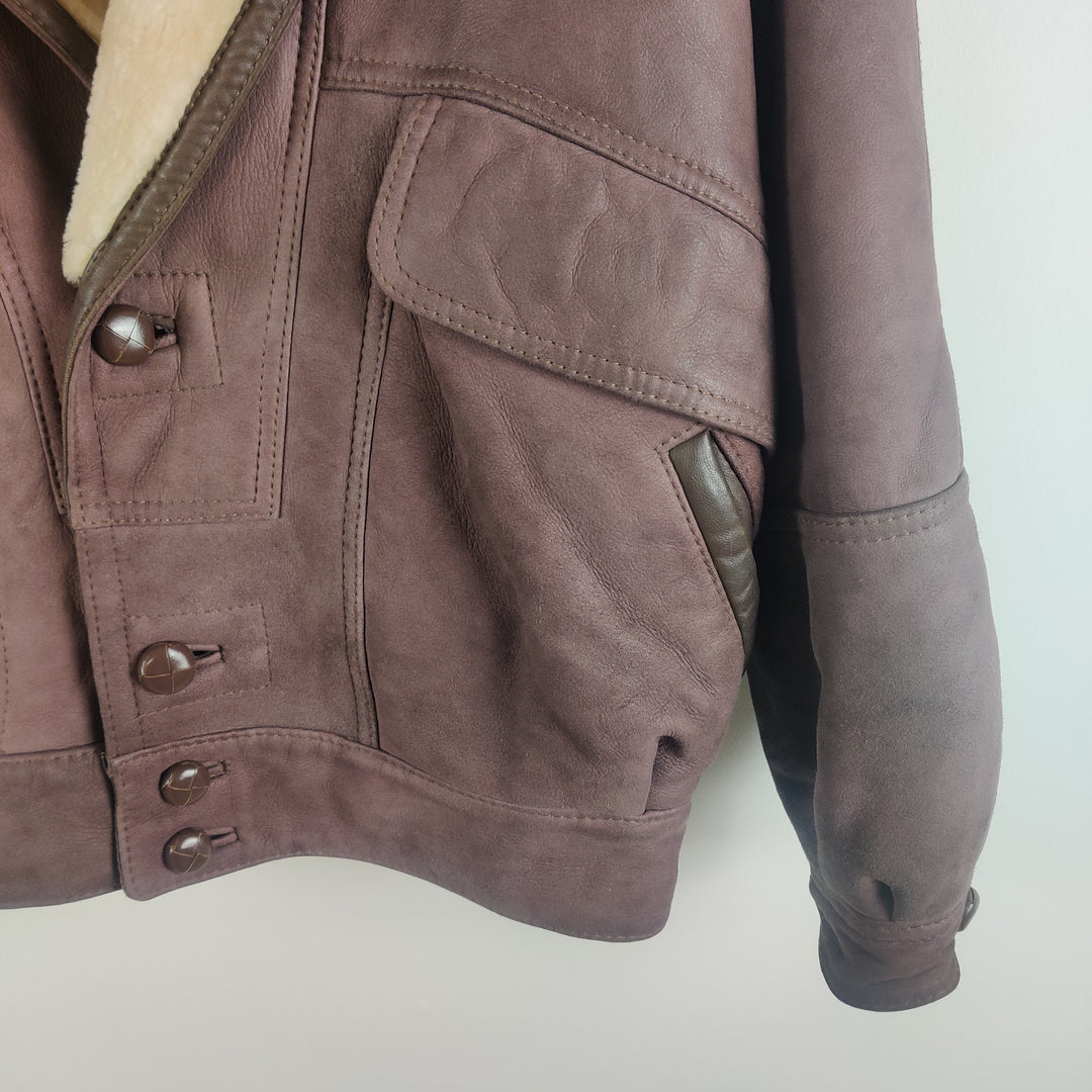 Premium Light Mauve Suede shearling Jacket - M