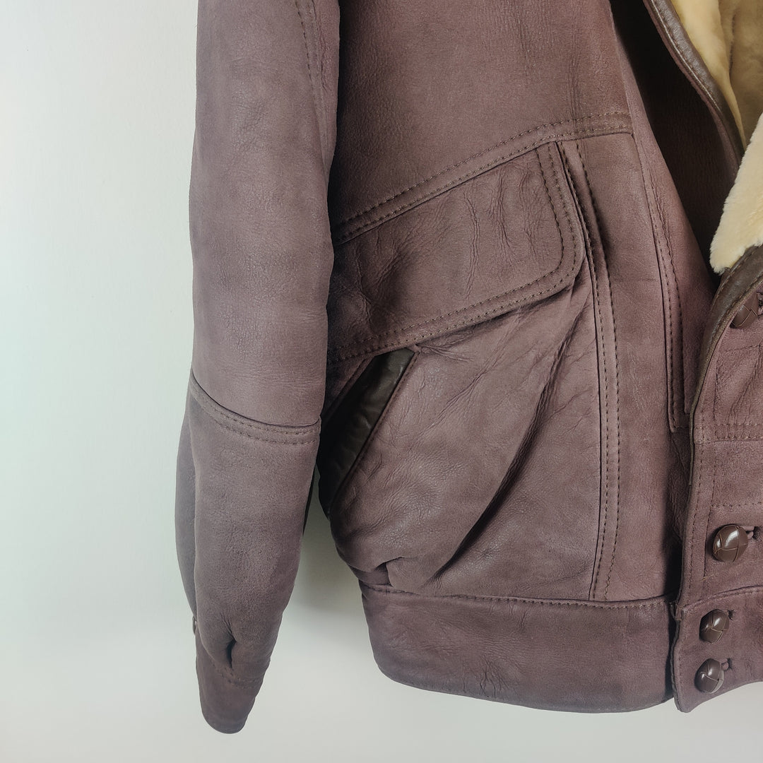 Premium Light Mauve Suede shearling Jacket - M