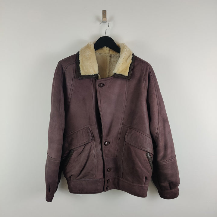 Premium Light Mauve Suede shearling Jacket - M