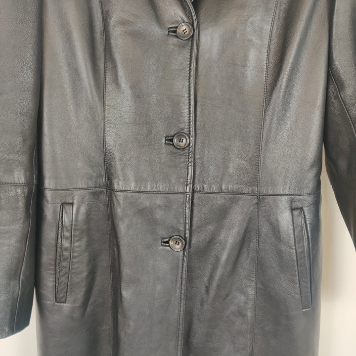 Marella Black Midi Leather Jacket - UK12