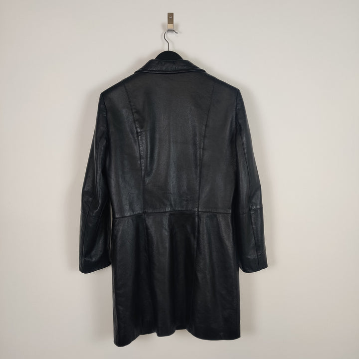 Marella Black Midi Leather Jacket - UK12