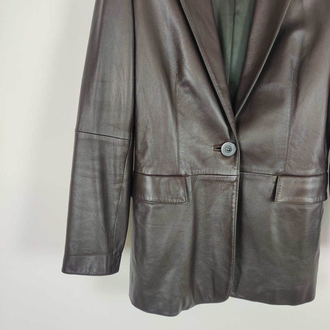 Marella Brown Leather Blazer - UK12