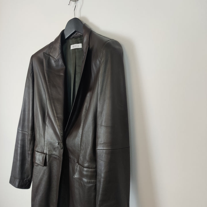 Marella Brown Leather Blazer - UK12